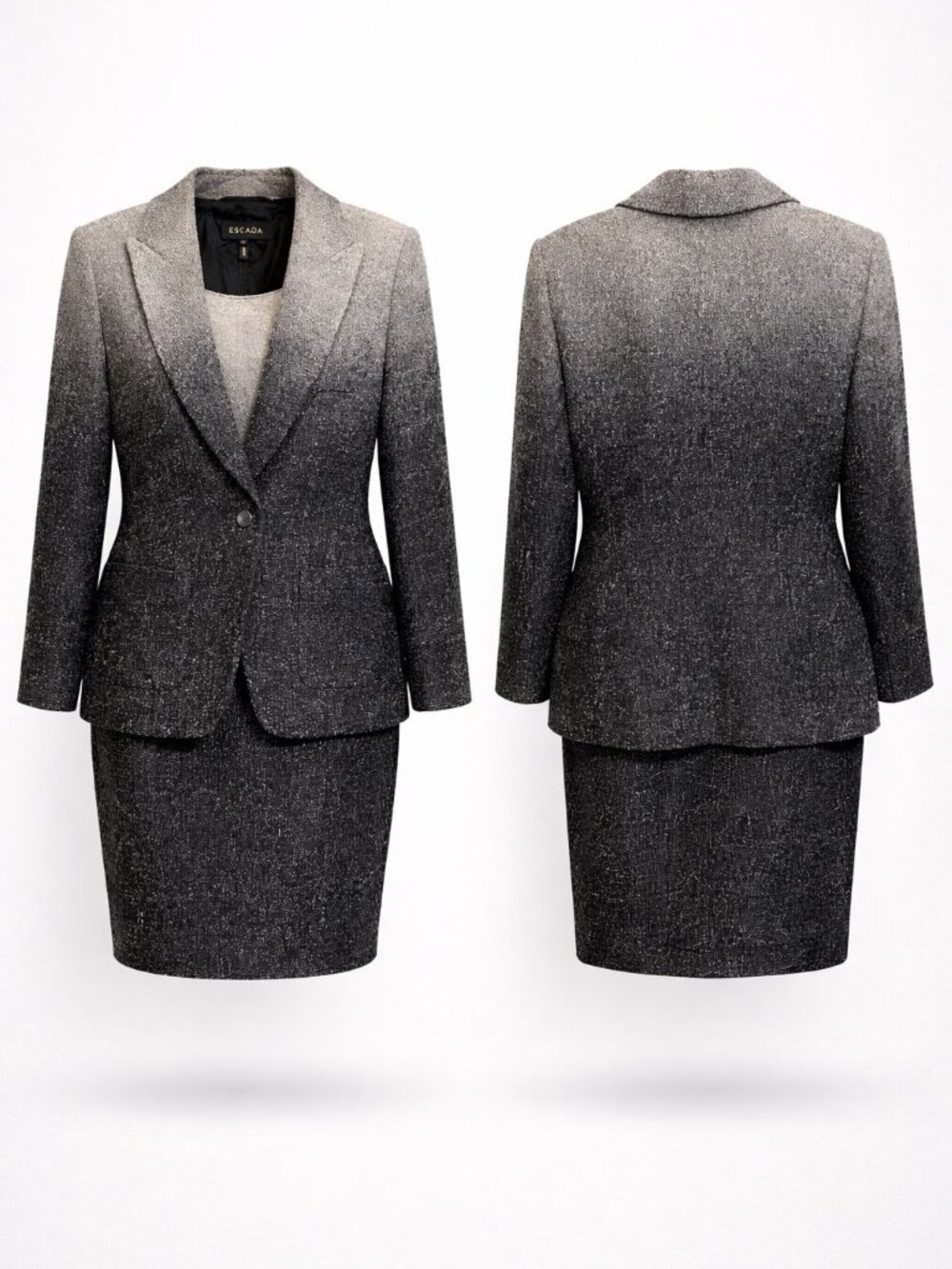 Escada DA Two Piece Ombré Silk Blend Suit Set Women's Size 42 Dress & 40 Blazer